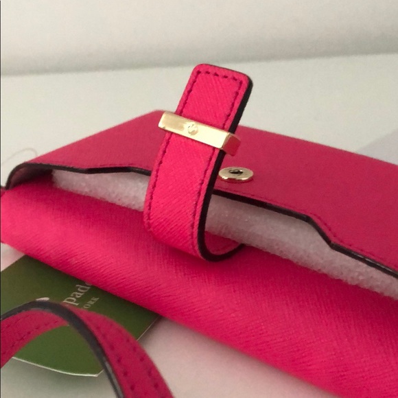 KATE SPADE HOT PINK LEATHER CROSSBODY WALLET - Picture 6 of 8